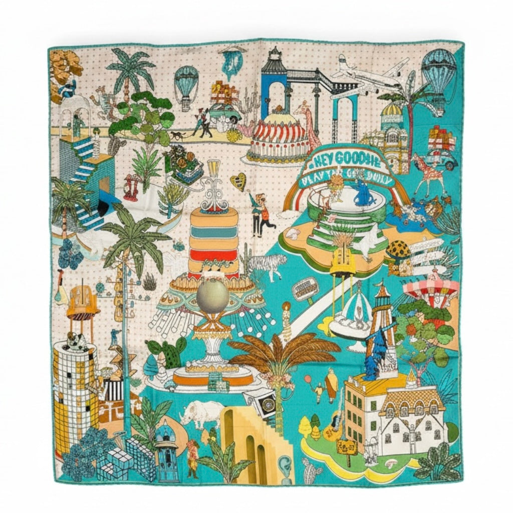 Maxi Foulard Soie Calypso Rococo Aqua