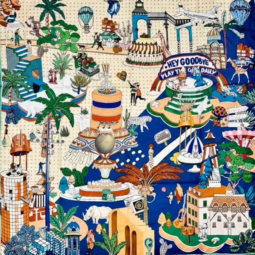 Maxi carré soie Calypso Rococo Bleu