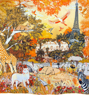 Maxi Foulard Soie Paris sauvage abricot rosé
