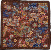 Maxi Foulard Laine et Soie Fleurs de cachemire marron