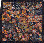 Maxi Foulard Laine et Soie Fleurs de cachemire marron