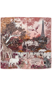 Foulard Laine et Soie Paris Sauvage rose