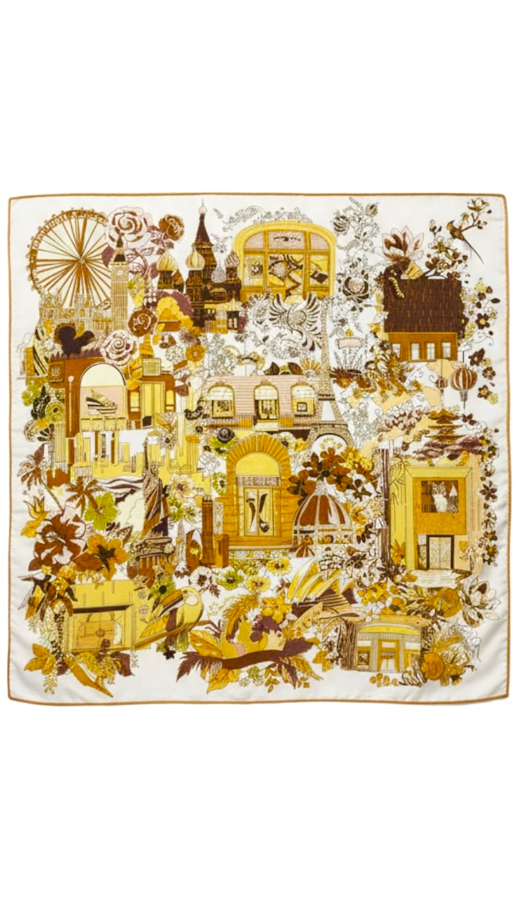 Foulard Laine et Soie Escapade romantique terracota