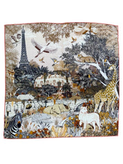 Foulard Laine et Soie Paris Sauvage rose