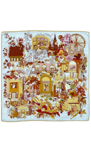 Foulard Laine et Soie Escapade romantique terracota