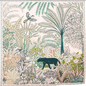 Maxi Foulard Soie Panthère de nuit bleu et vert