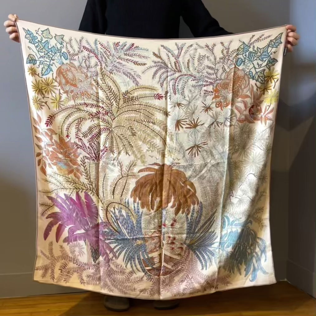 Maxi Écharpe Laine & Soie Flower